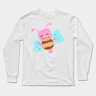 Pink watercolor honey bee animal art Long Sleeve T-Shirt